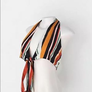 Farm Rio Stripe Halter Crop Top